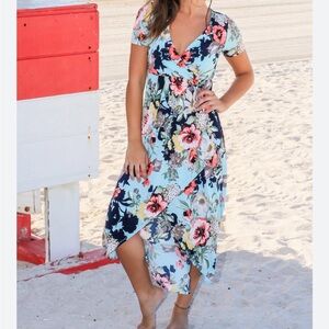 Floral High Low Wrap Dress